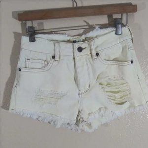 Brandy Melville Distressed Yellow Shorts